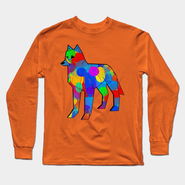 Colorful Wolf Long Sleeve T-Shirt by Shrenk